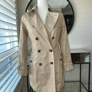 Banana Republic Tan Trench Coat Double-Breasted Petite